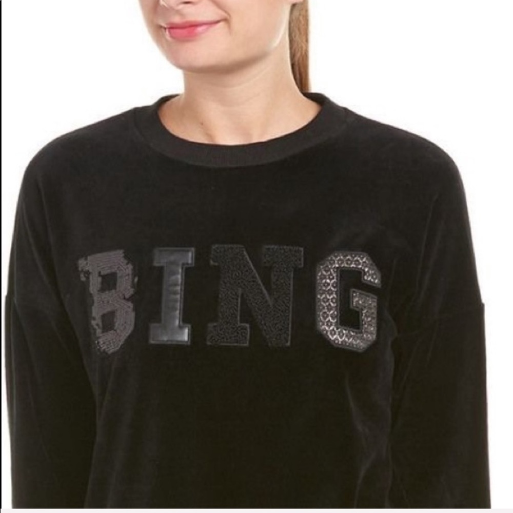Anine Bing black crushed velvet “Bing” pullover